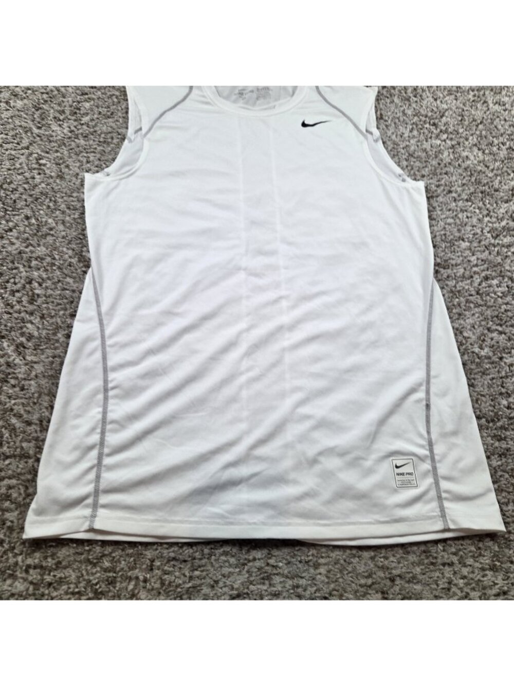 Nike Pro Dri Fit T Shirt Mens Medium Ivory White Fitted Sleeveless Tank